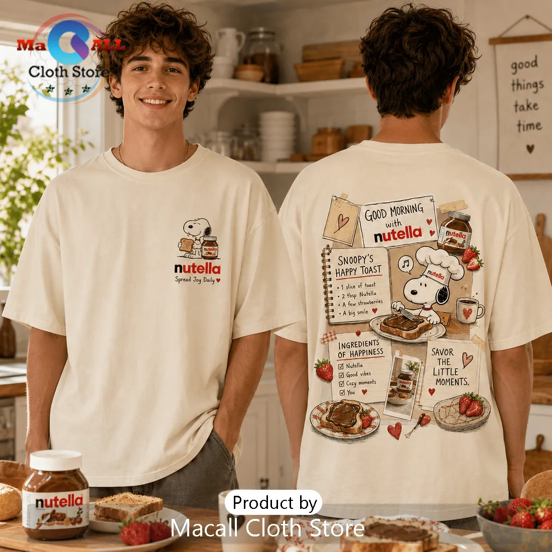 Snoopy x Nutella Breakfast Theme Funny T-Shirt Snoopy x Nutella Breakfast Theme Funny T-Shirt