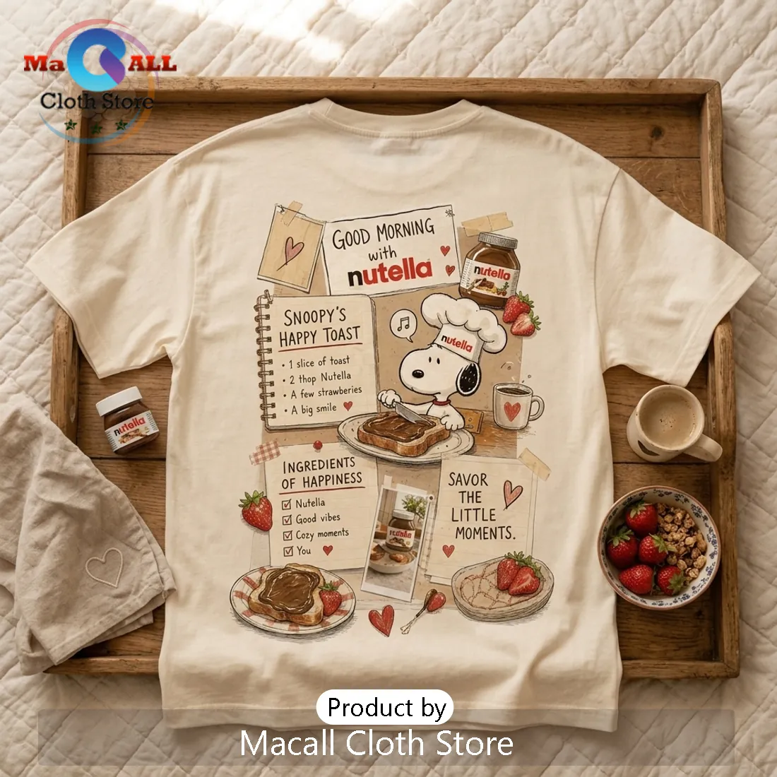 Snoopy x Nutella Breakfast Theme Funny T-Shirt Snoopy x Nutella Breakfast Theme Funny T-Shirt
