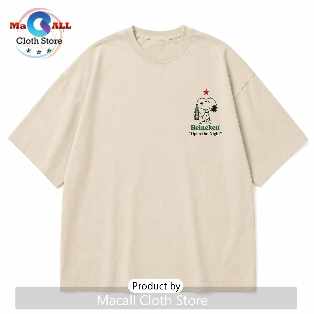 Heineken x Snoopy Open The Night Beige T-Shirt Heineken x Snoopy Open The Night Beige T-Shirt