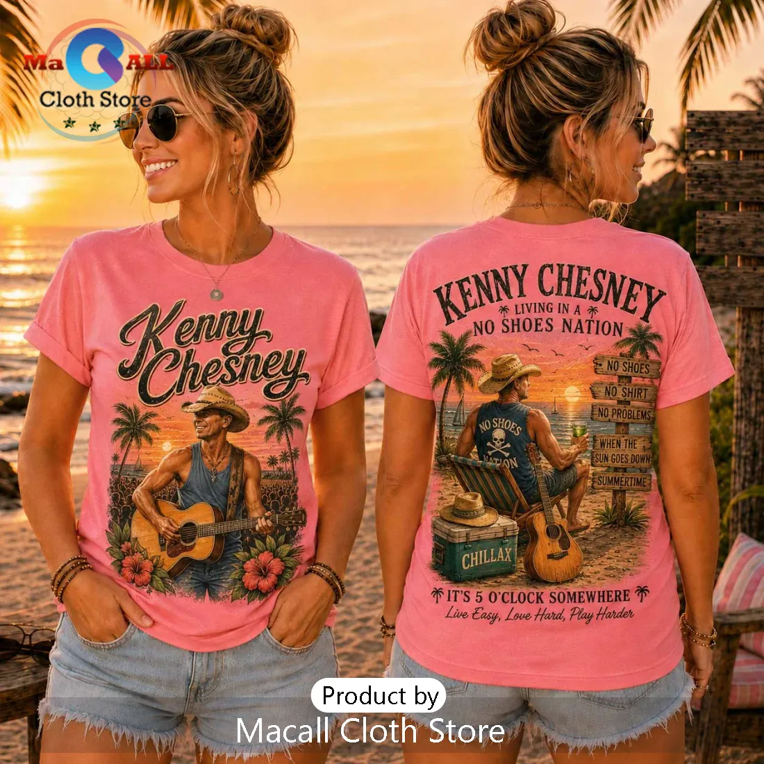 Kenny Chesney No Shoes Nation Pink T-Shirt Kenny Chesney No Shoes Nation Pink T-Shirt