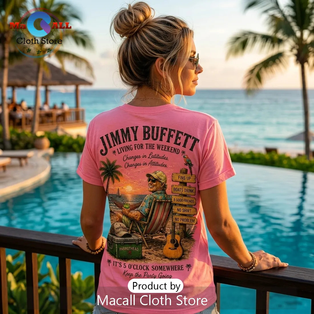 Jimmy Buffett Retro Sunset Pink T-Shirt Jimmy Buffett Retro Sunset Pink T-Shirt