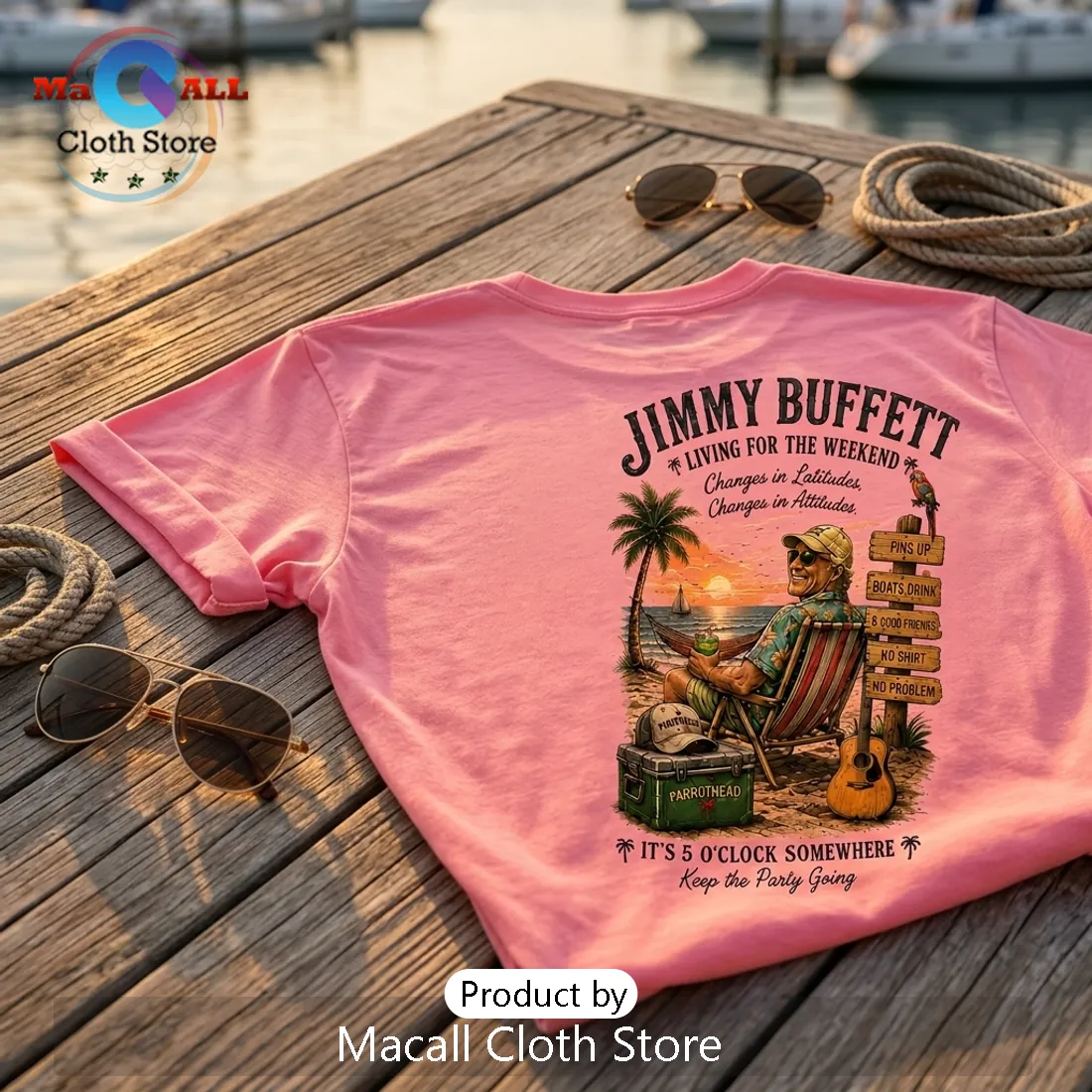 Jimmy Buffett Retro Sunset Pink T-Shirt Jimmy Buffett Retro Sunset Pink T-Shirt