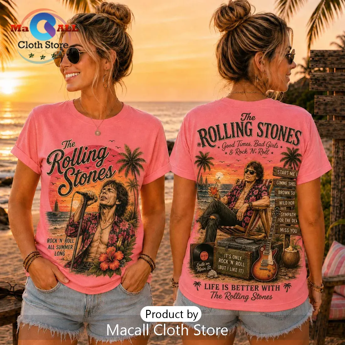 The Rolling Stones Pink Tie Dye T-Shirt The Rolling Stones Pink Tie Dye T-Shirt