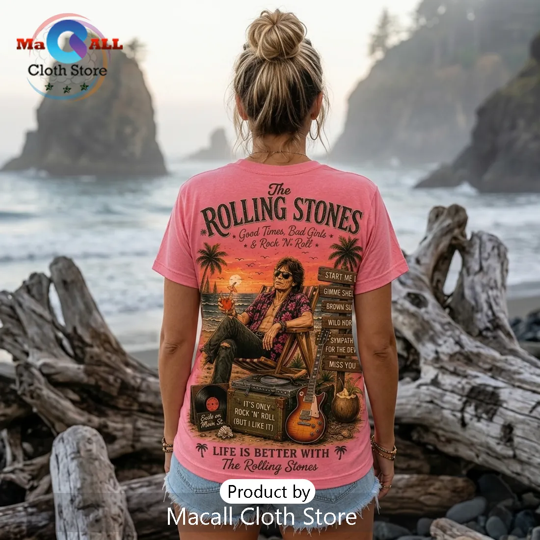 The Rolling Stones Pink Tie Dye T-Shirt The Rolling Stones Pink Tie Dye T-Shirt