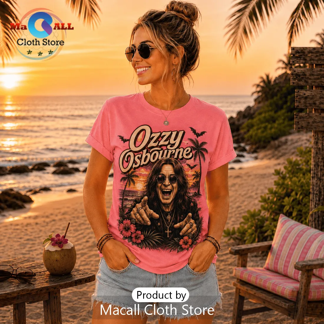 Ozzy Osbourne Prince of Darkness Pink T-Shirt Ozzy Osbourne Prince of Darkness Pink T-Shirt