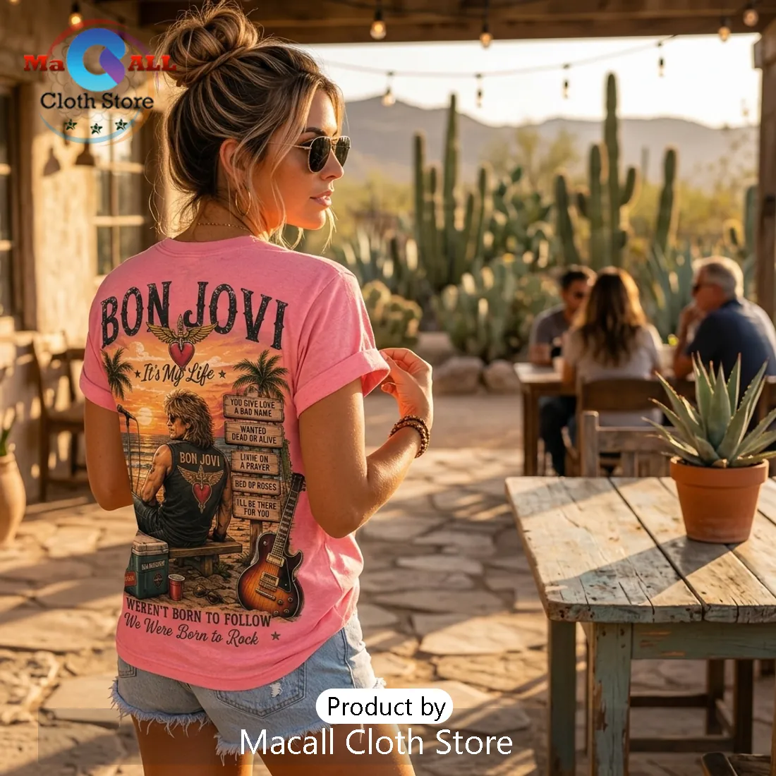 Bon Jovi Livin On A Prayer Pink T-Shirt Bon Jovi Livin On A Prayer Pink T-Shirt