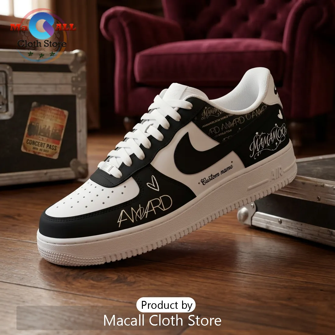 Mamamoo 4WARD Logo Black and White Air Force 1 Sneakers Mamamoo 4WARD Logo Black and White Air Force 1 Sneakers