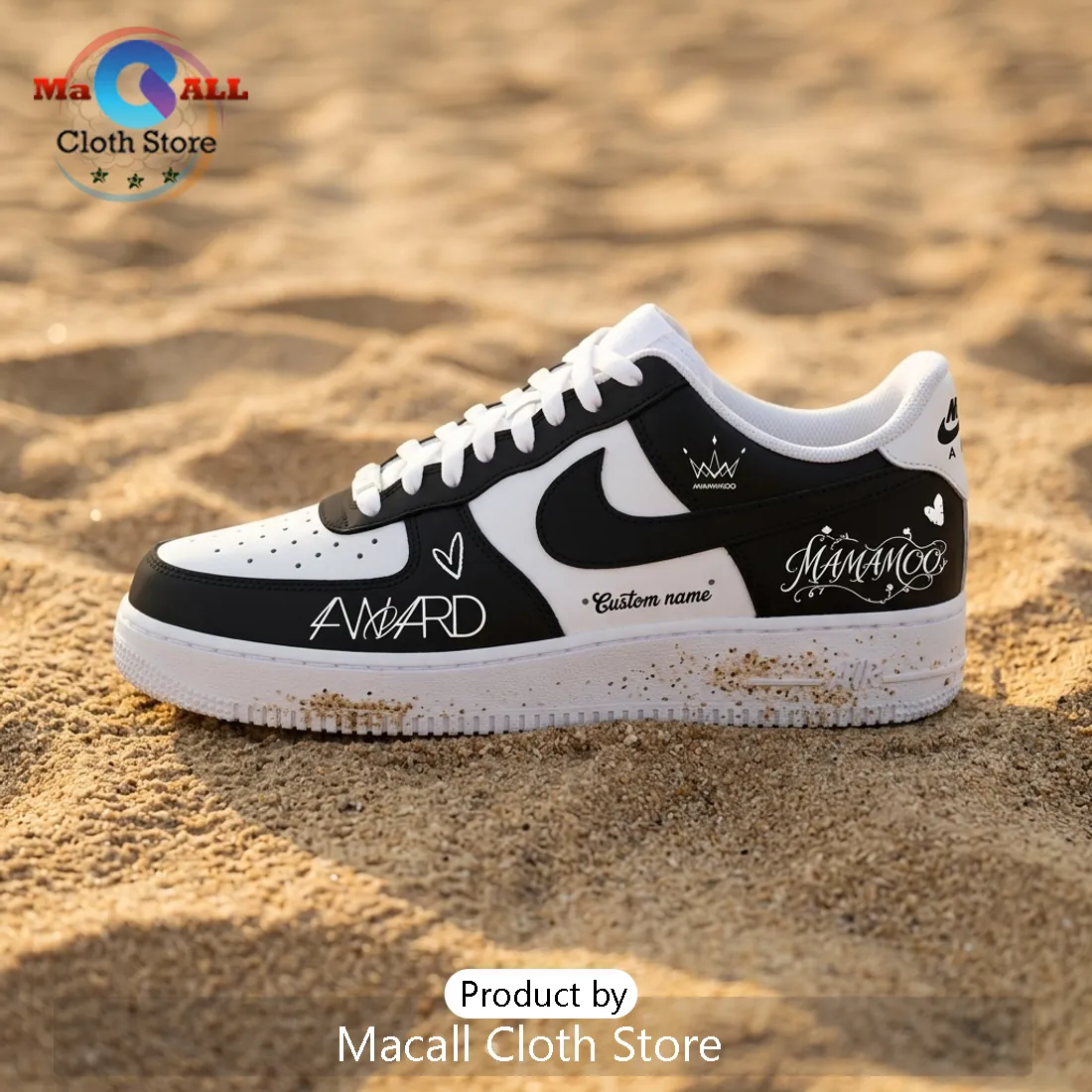 Mamamoo 4WARD Logo Black and White Air Force 1 Sneakers Mamamoo 4WARD Logo Black and White Air Force 1 Sneakers