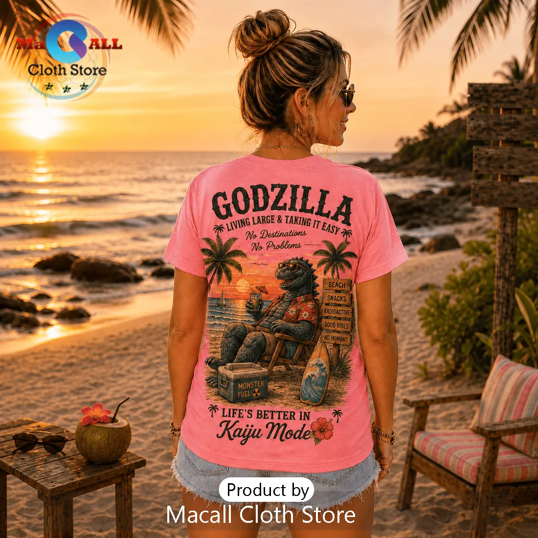 Premium Godzilla Kaiju Mode Pink T-Shirt Premium Godzilla Kaiju Mode Pink T-Shirt