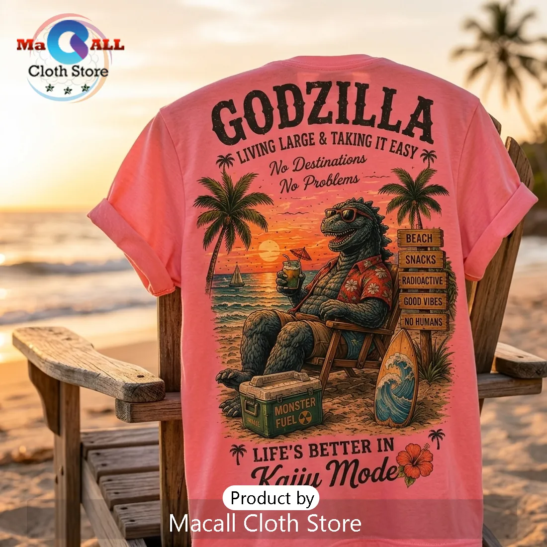 Premium Godzilla Kaiju Mode Pink T-Shirt Premium Godzilla Kaiju Mode Pink T-Shirt