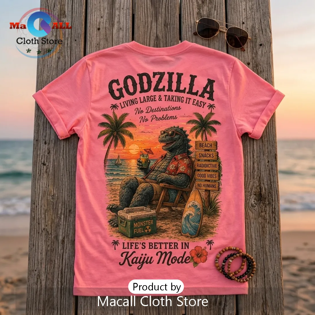 Premium Godzilla Kaiju Mode Pink T-Shirt Premium Godzilla Kaiju Mode Pink T-Shirt