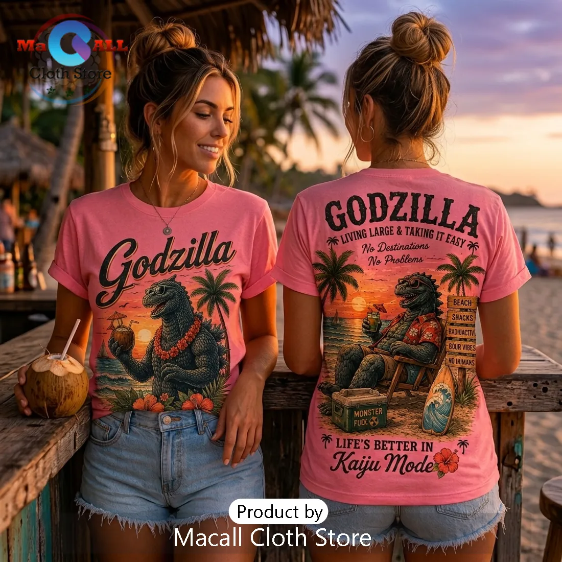 Premium Godzilla Kaiju Mode Pink T-Shirt Premium Godzilla Kaiju Mode Pink T-Shirt