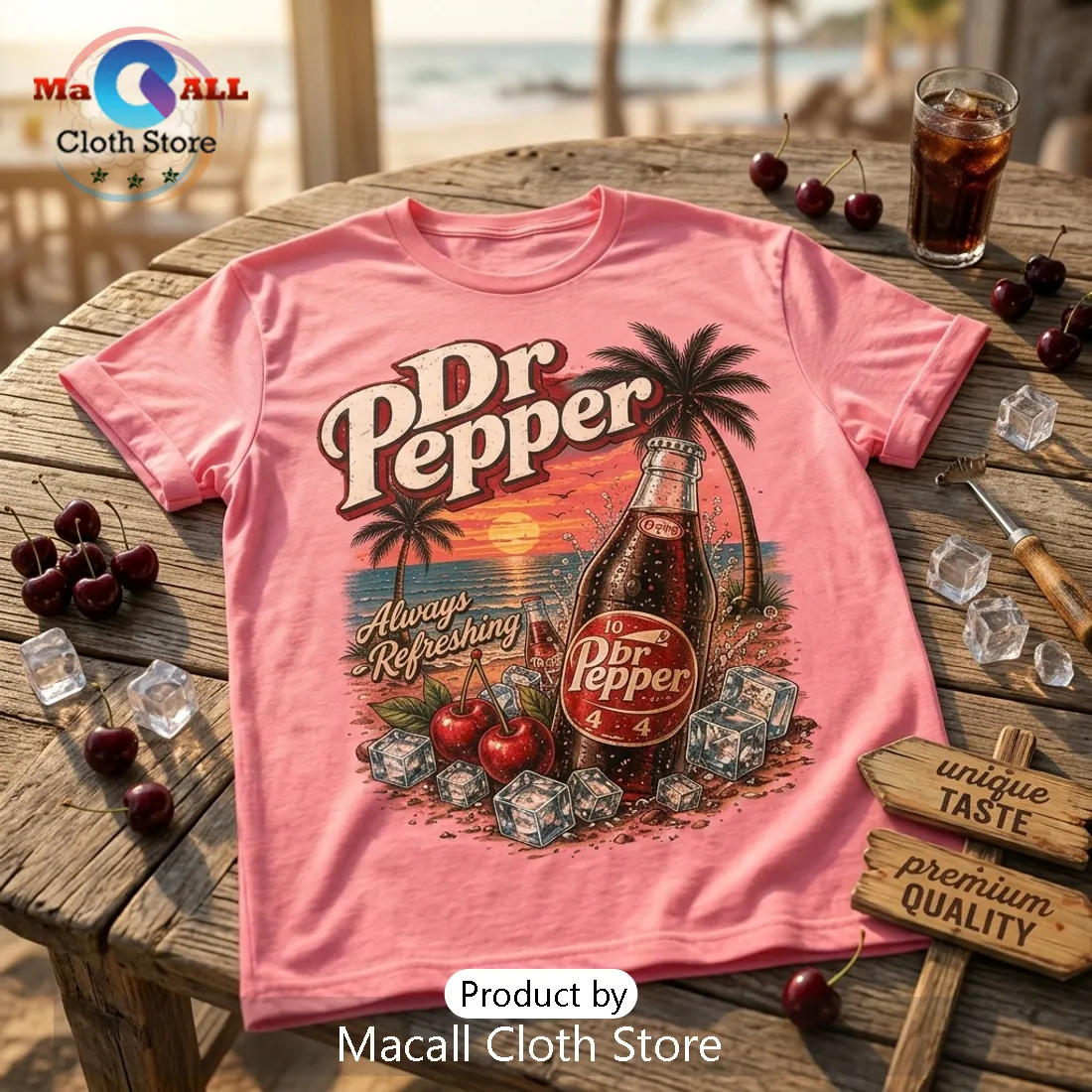 Dr Pepper Beach Vibes Pink T-Shirt Dr Pepper Beach Vibes Pink T-Shirt