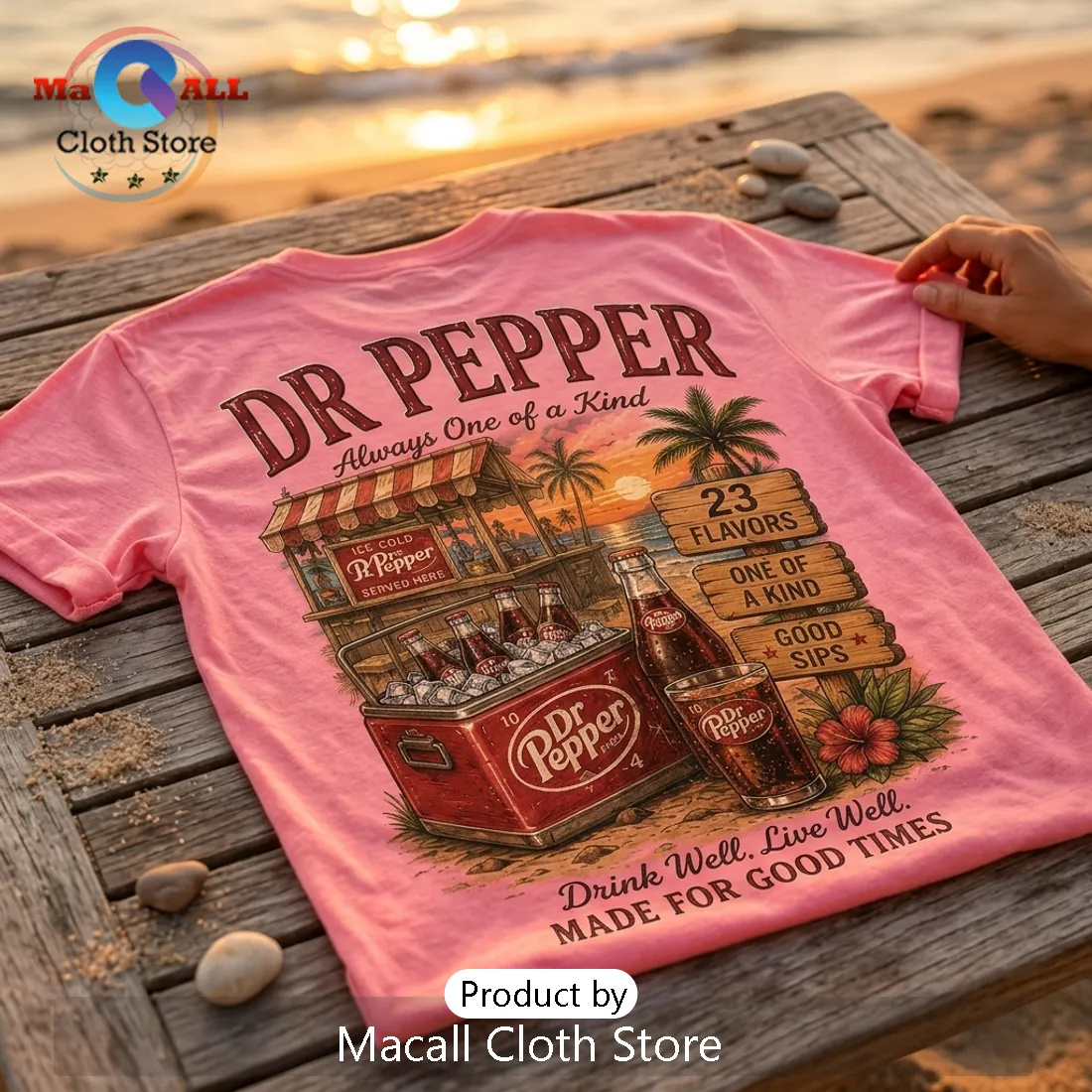 Dr Pepper Beach Vibes Pink T-Shirt Dr Pepper Beach Vibes Pink T-Shirt