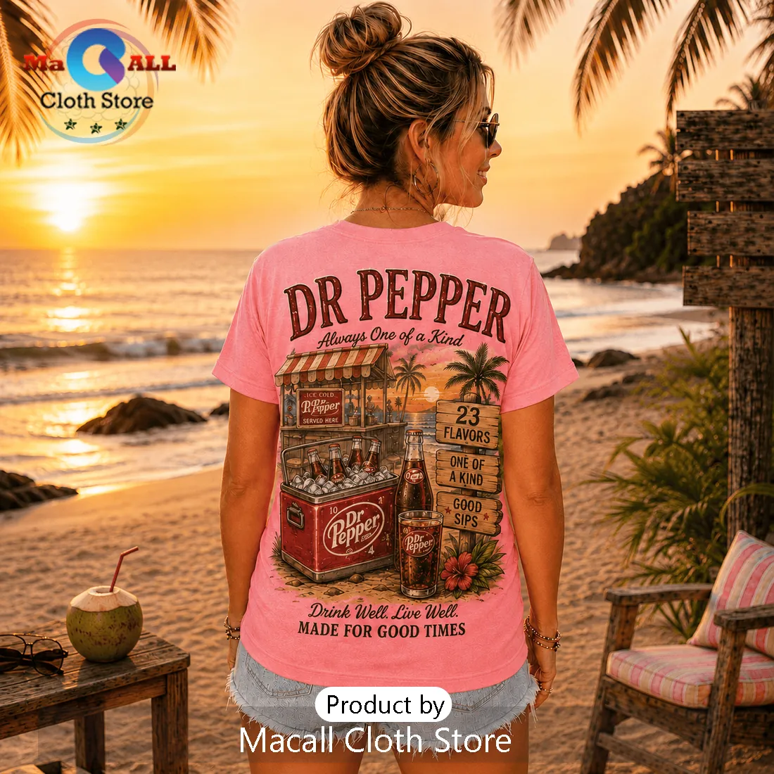 Dr Pepper Beach Vibes Pink T-Shirt Dr Pepper Beach Vibes Pink T-Shirt
