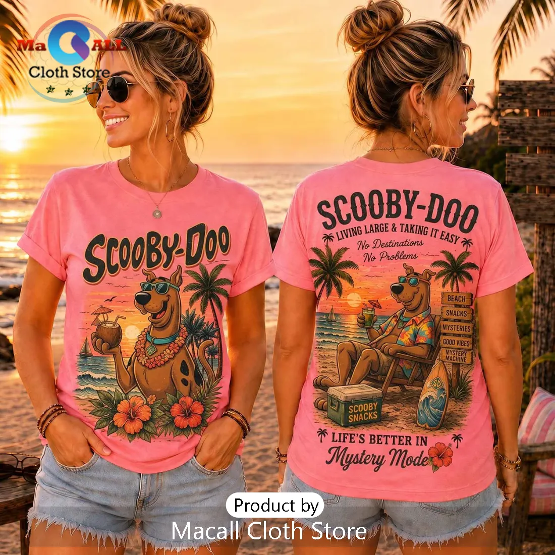 Scooby-Doo Beach Vibes Pink T-Shirt Scooby-Doo Beach Vibes Pink T-Shirt