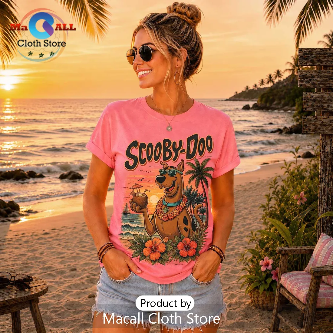 Scooby-Doo Beach Vibes Pink T-Shirt Scooby-Doo Beach Vibes Pink T-Shirt
