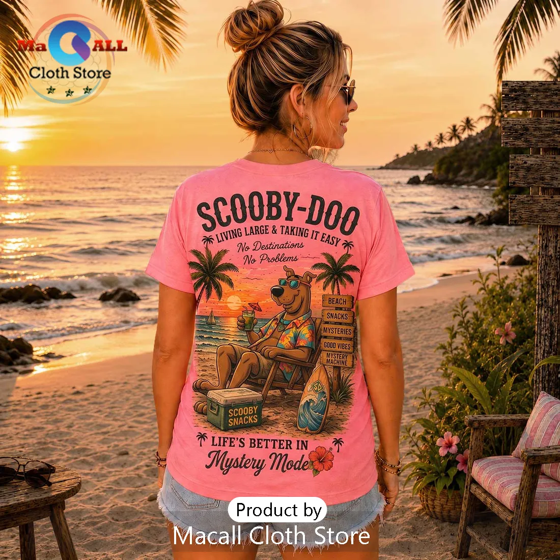 Scooby-Doo Beach Vibes Pink T-Shirt Scooby-Doo Beach Vibes Pink T-Shirt