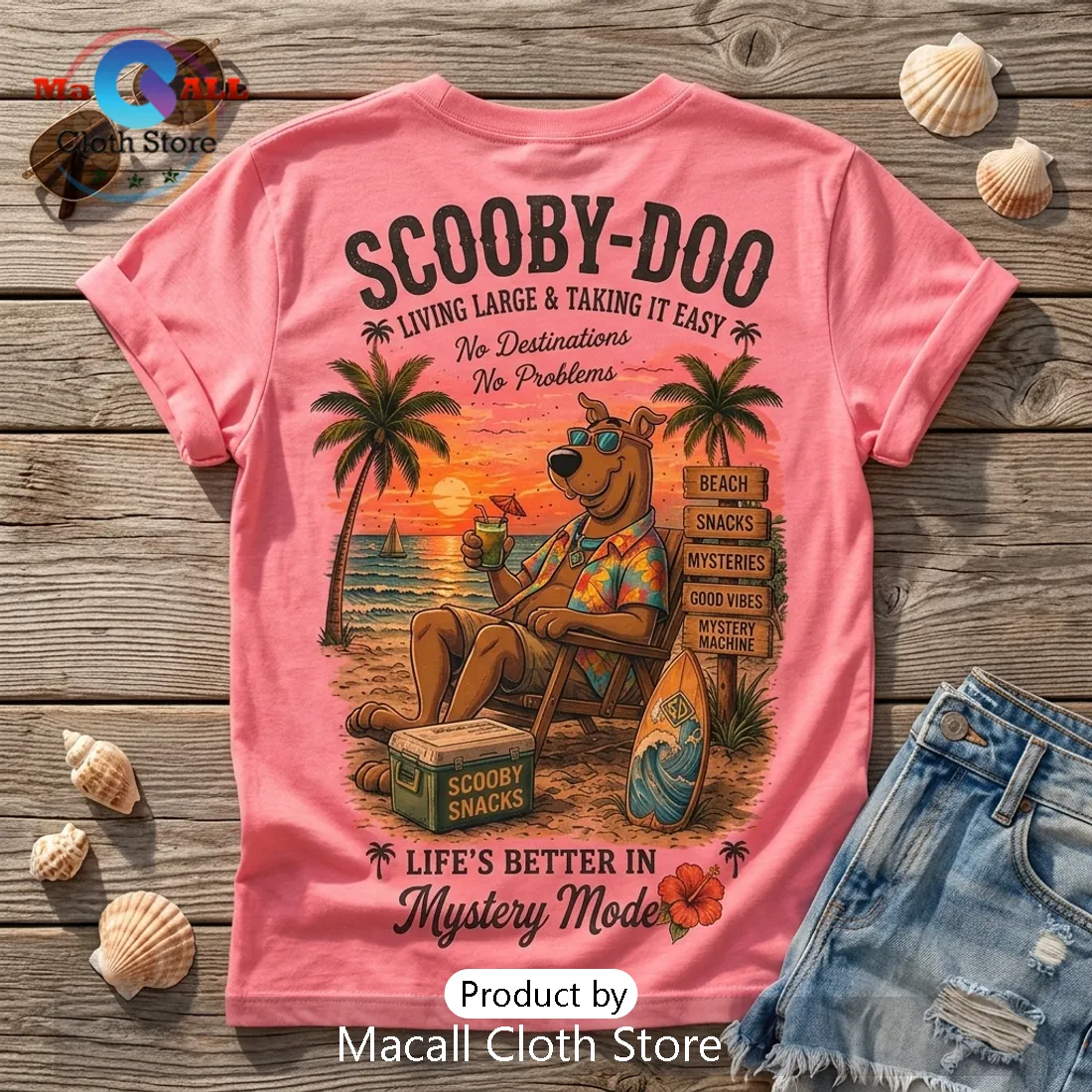 Scooby-Doo Beach Vibes Pink T-Shirt Scooby-Doo Beach Vibes Pink T-Shirt