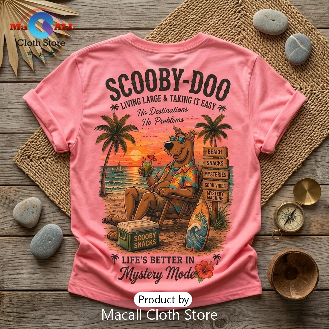 Scooby-Doo Beach Vibes Pink T-Shirt Scooby-Doo Beach Vibes Pink T-Shirt