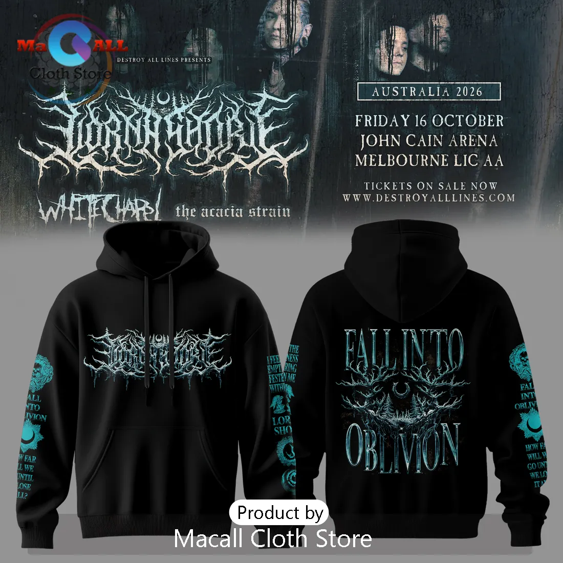 Lorna Shore Fall Into Oblivion Tour Black Hoodie 2026 Lorna Shore Fall Into Oblivion Tour Black Hoodie 2026
