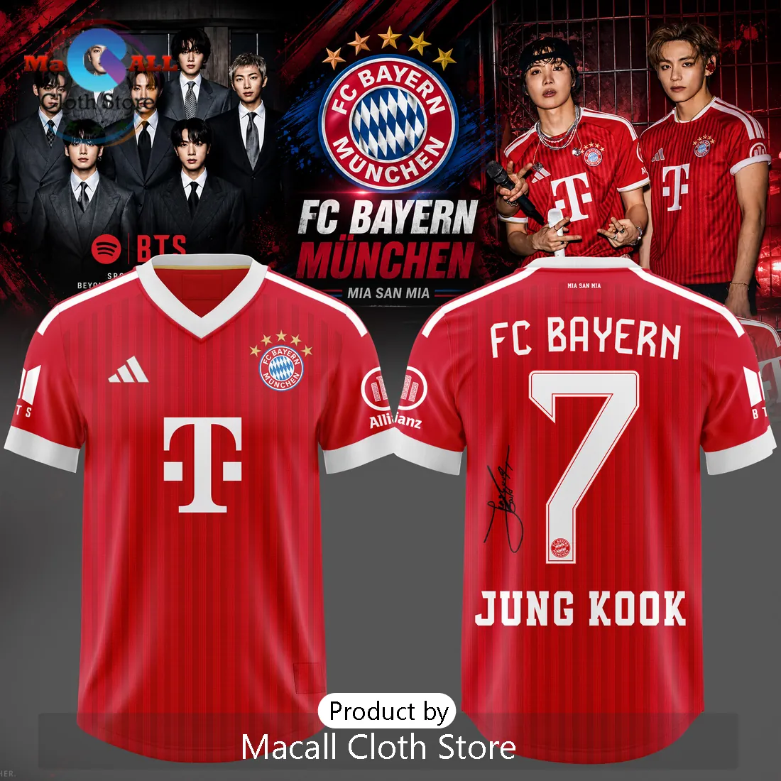 BTS x FC Bayern Munich Jung Kook Signature Soccer Jersey BTS x FC Bayern Munich Jung Kook Signature Soccer Jersey