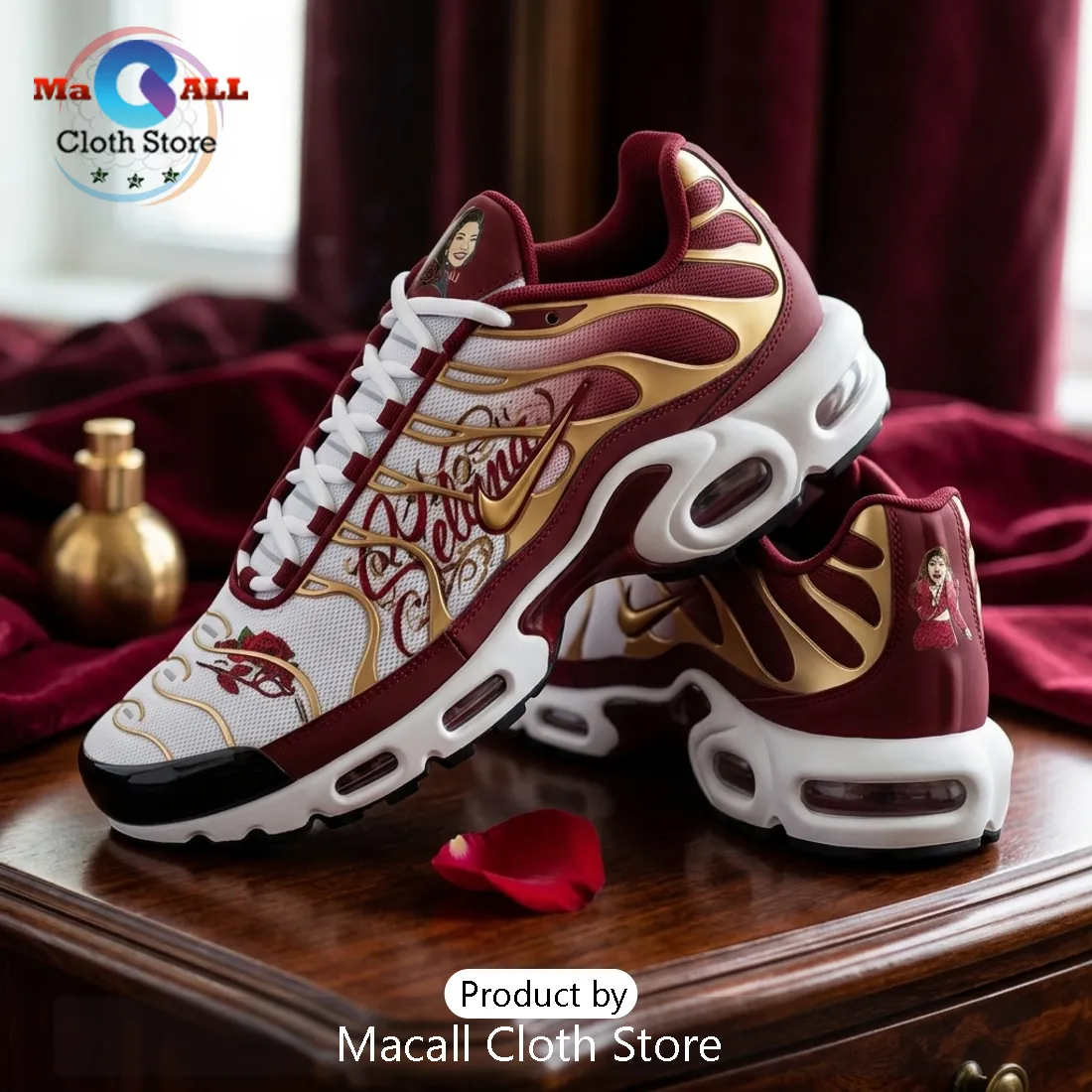 Selena Quintanilla Maroon Premium Air Max Plus Shoes Selena Quintanilla Maroon Premium Air Max Plus Shoes