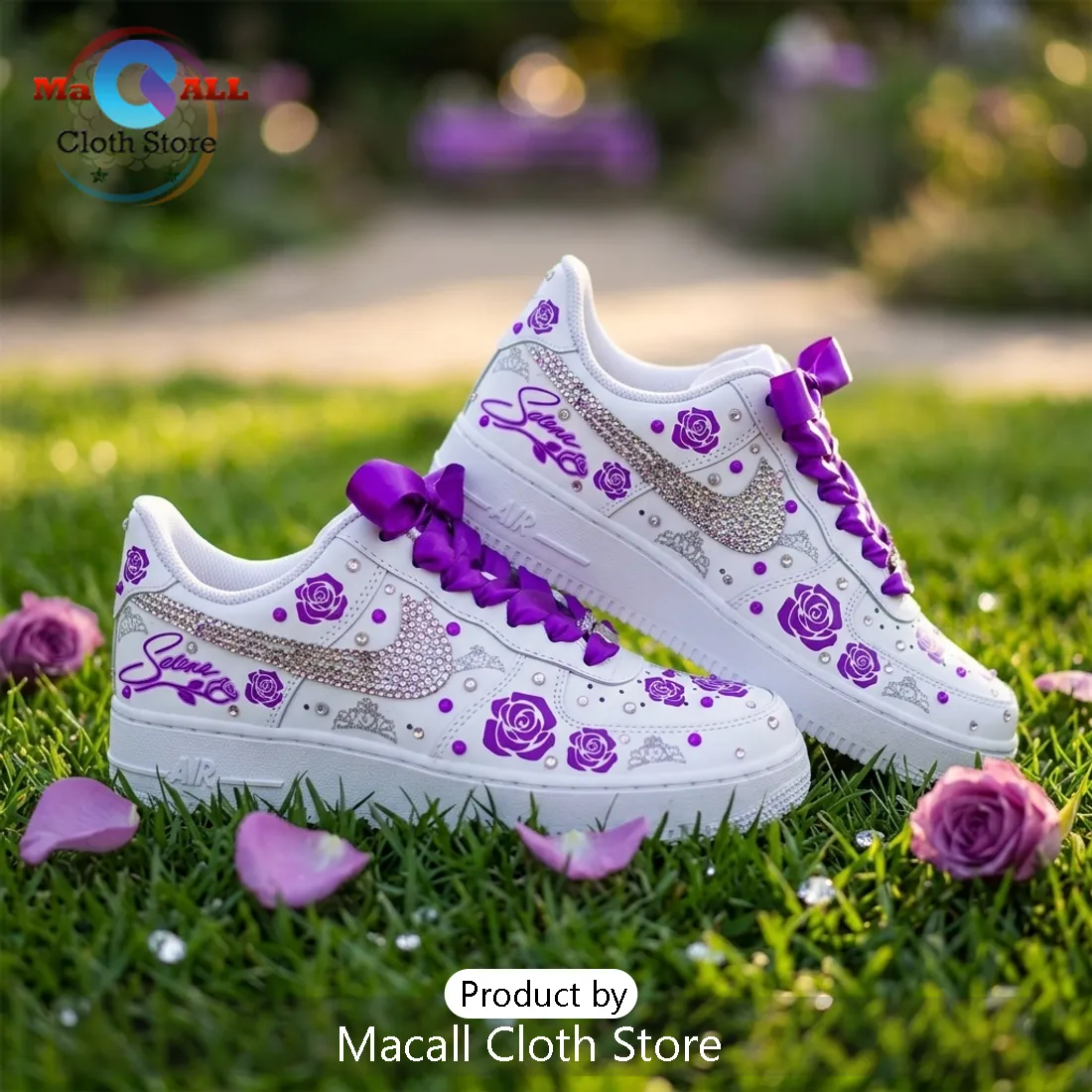 Selena 30th Anniversary White Crystal Air Force 1 Sneakers Selena 30th Anniversary White Crystal Air Force 1 Sneakers