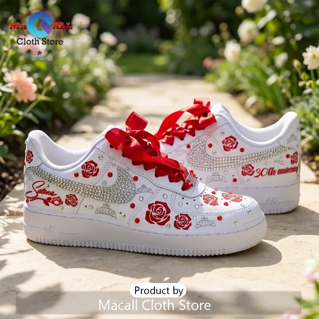 Selena 30th Anniversary Rose White Air Force 1 Sneakers Selena 30th Anniversary Rose White Air Force 1 Sneakers