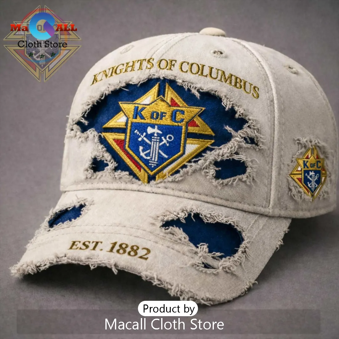 Knights of Columbus Distressed Beige Cap Knights of Columbus Distressed Beige Cap