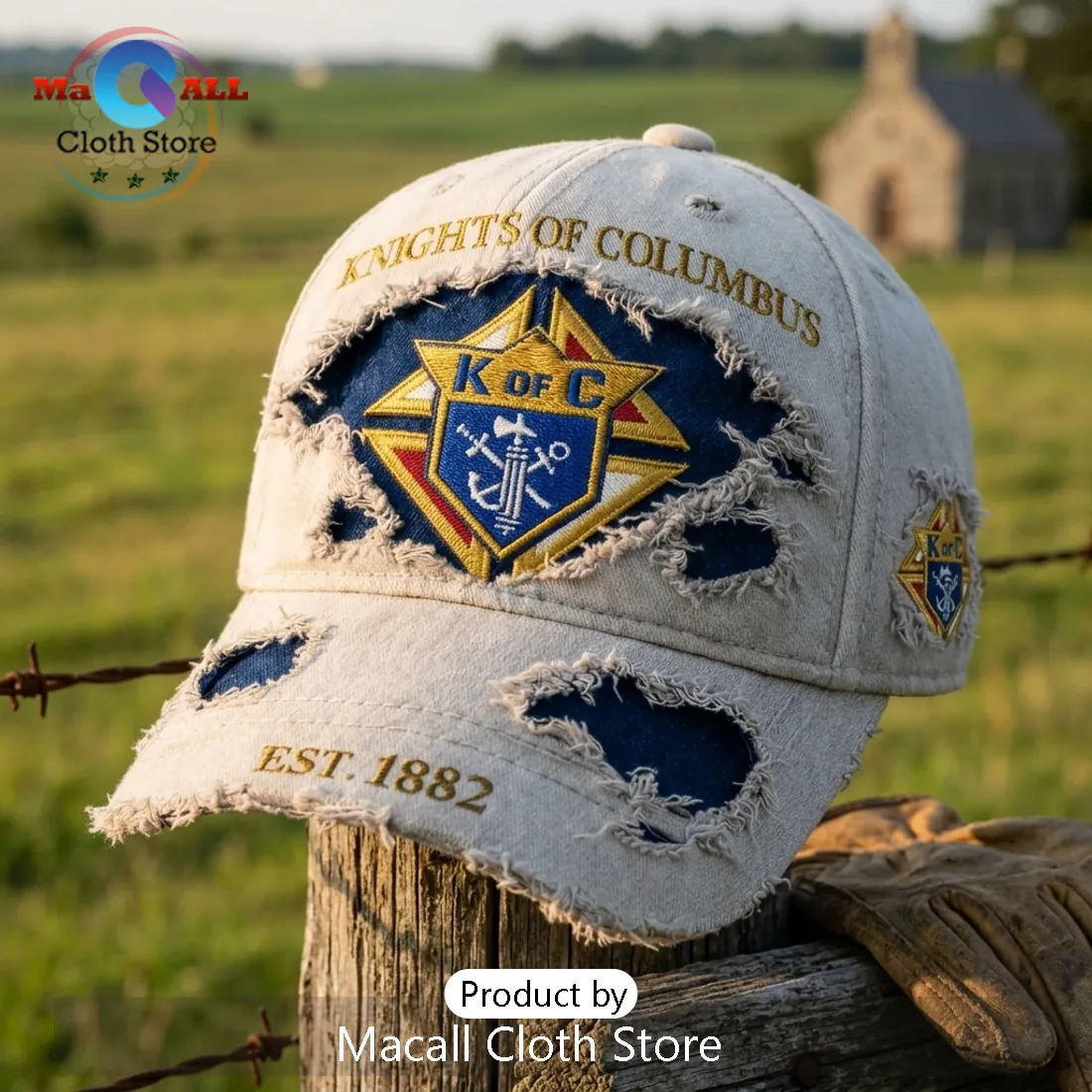 Knights of Columbus Distressed Beige Cap Knights of Columbus Distressed Beige Cap
