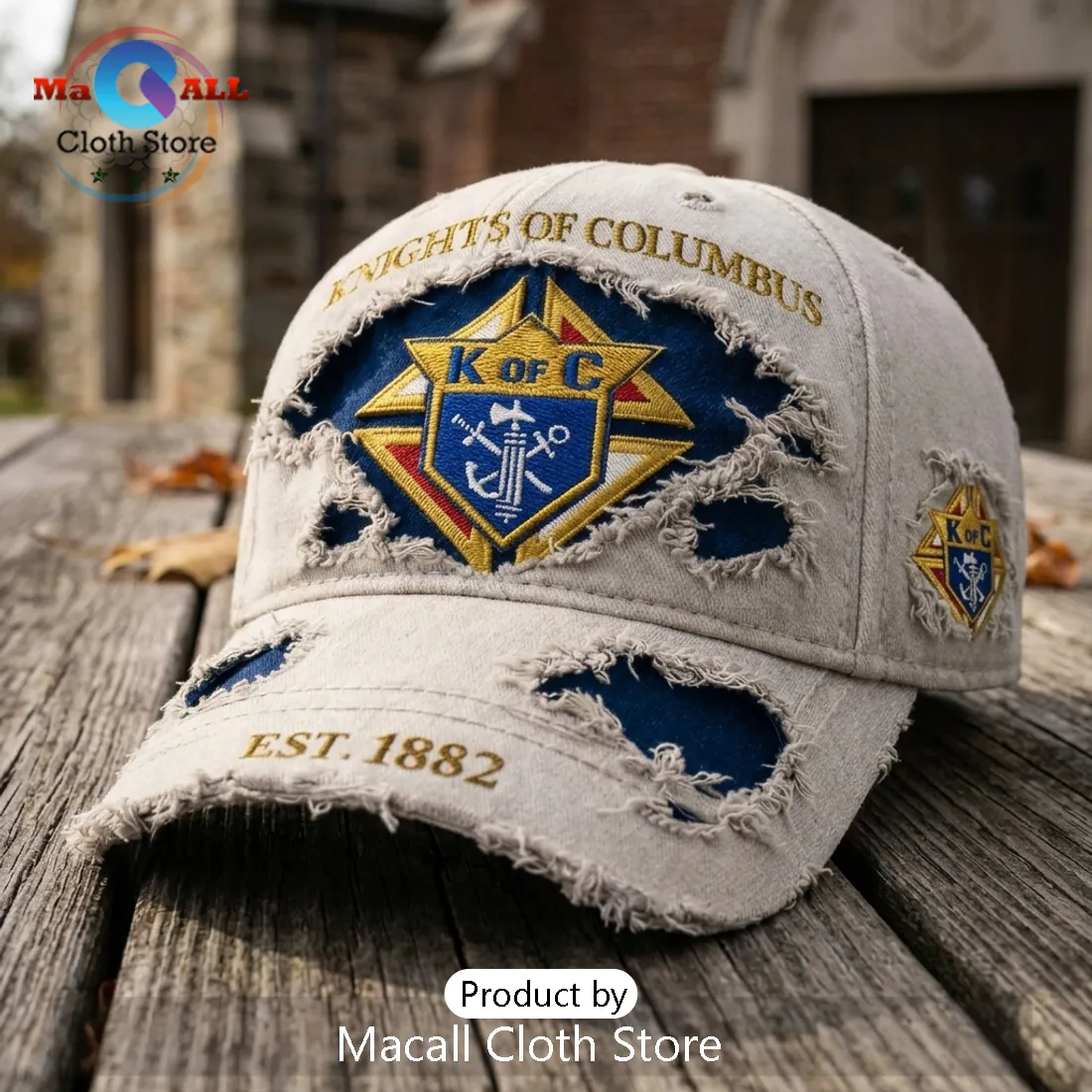 Knights of Columbus Distressed Beige Cap Knights of Columbus Distressed Beige Cap