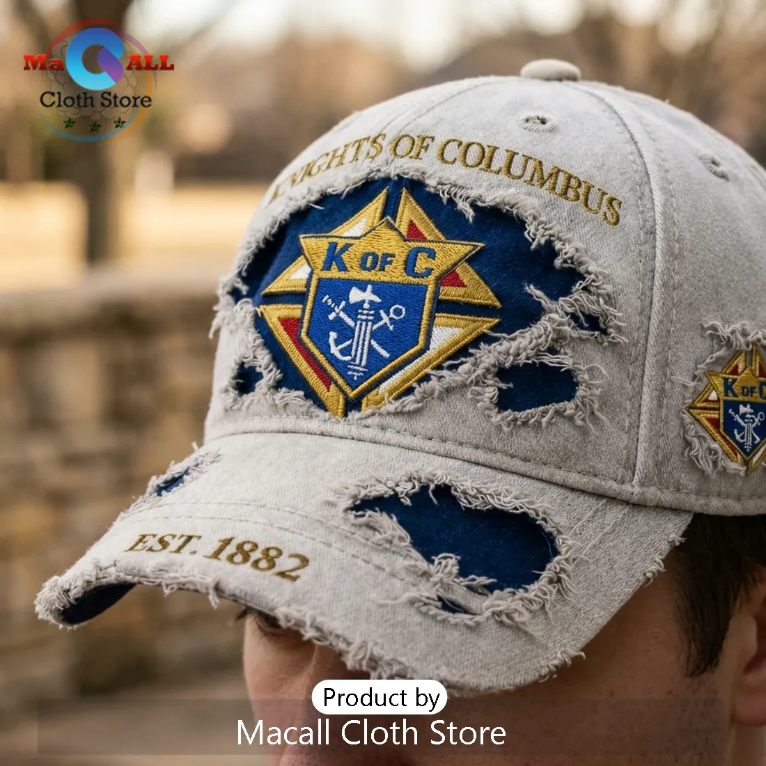 Knights of Columbus Distressed Beige Cap Knights of Columbus Distressed Beige Cap