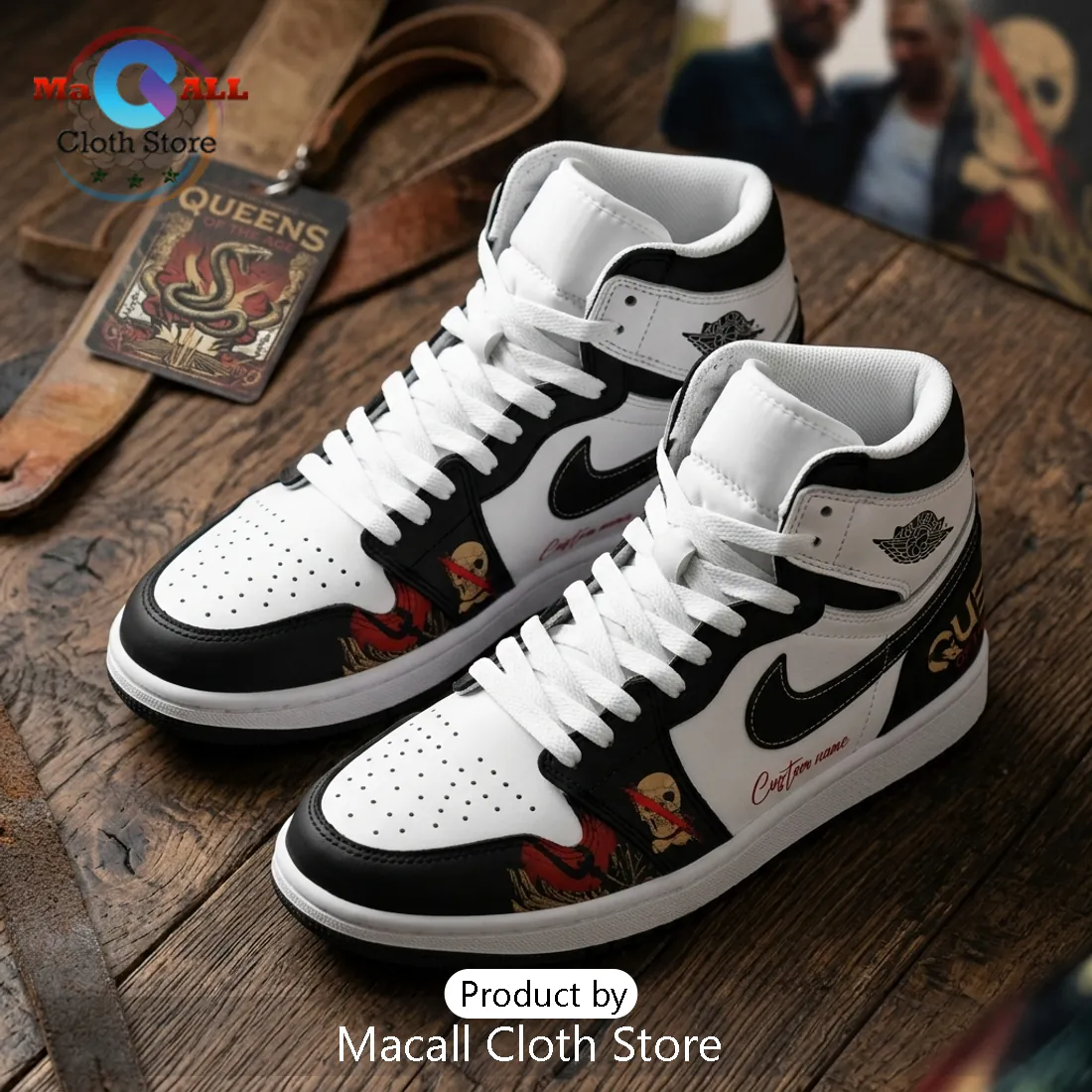 Queens of the Stone Age Custom Air Jordan 1 High Top Queens of the Stone Age Custom Air Jordan 1 High Top