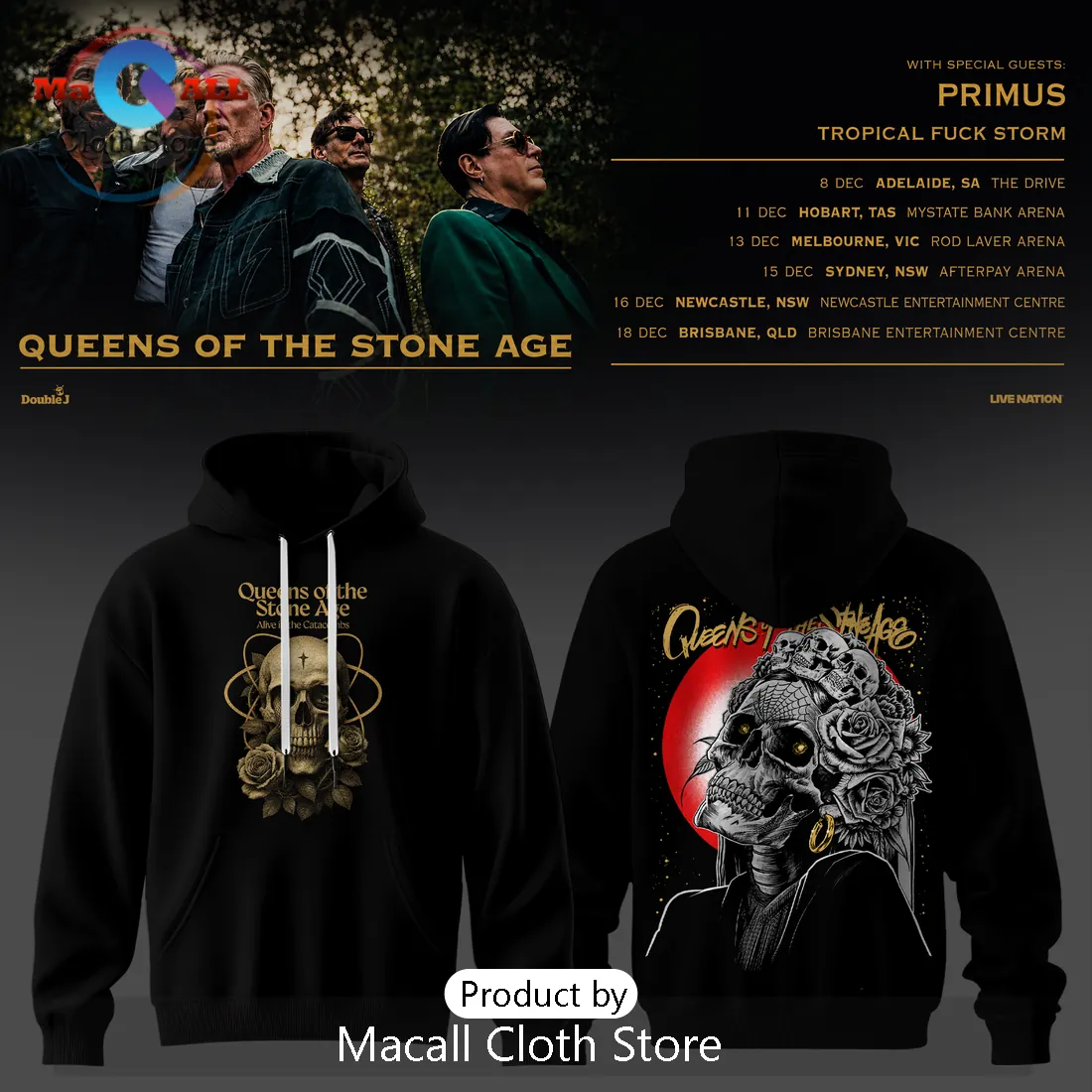 Queens of the Stone Age Skull 2026 Black Hoodie Queens of the Stone Age Skull 2026 Black Hoodie