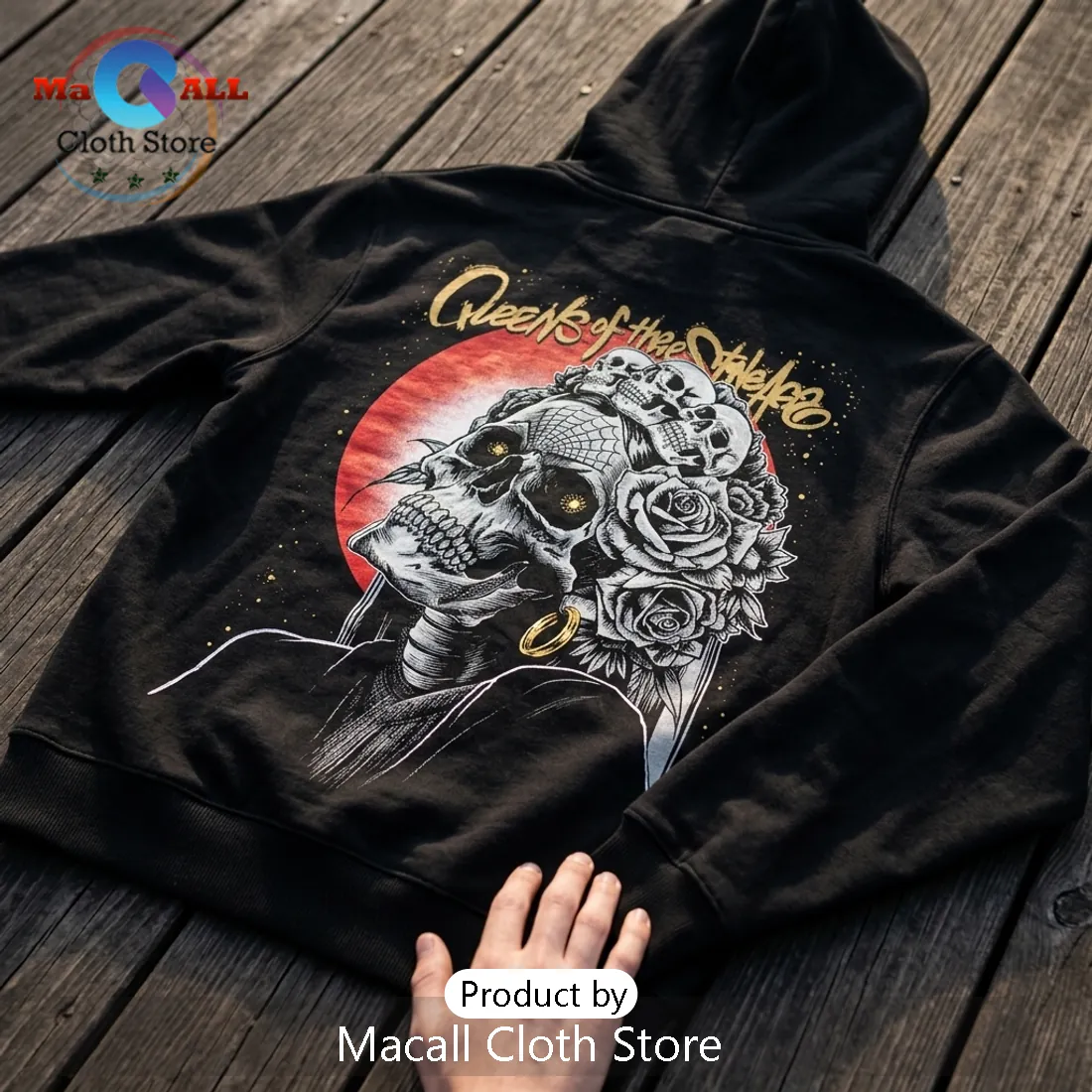 Queens of the Stone Age Skull 2026 Black Hoodie Queens of the Stone Age Skull 2026 Black Hoodie