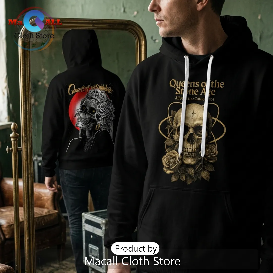 Queens of the Stone Age Skull 2026 Black Hoodie Queens of the Stone Age Skull 2026 Black Hoodie