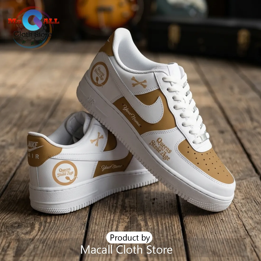 Queens of the Stone Age Desert Nights Tan Air Force 1 Sneakers Queens of the Stone Age Desert Nights Tan Air Force 1 Sneakers