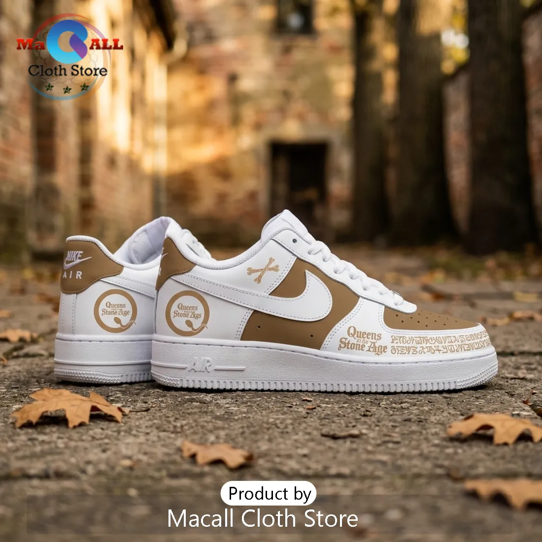 Queens of the Stone Age Desert Nights Tan Air Force 1 Sneakers Queens of the Stone Age Desert Nights Tan Air Force 1 Sneakers