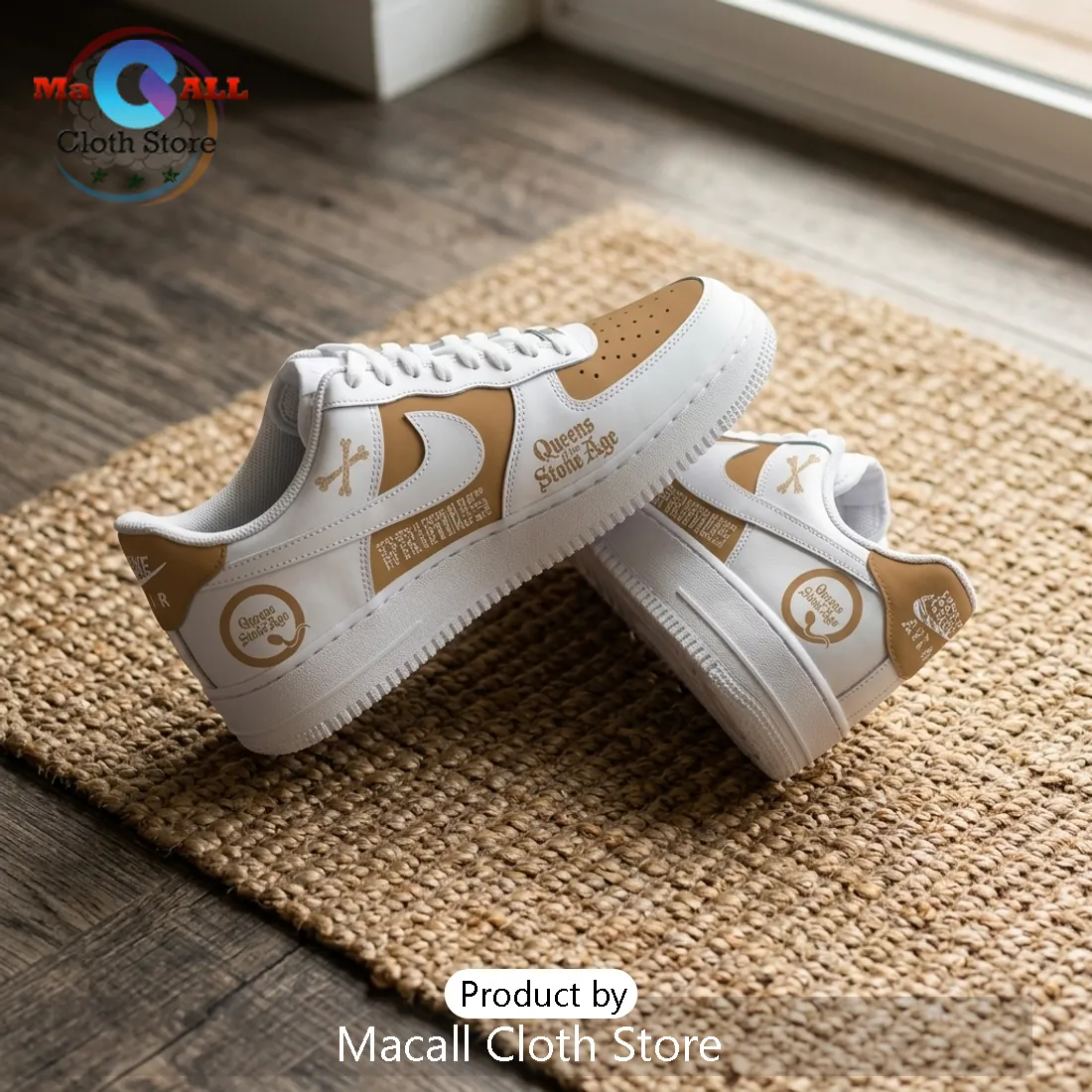 Queens of the Stone Age Desert Nights Tan Air Force 1 Sneakers Queens of the Stone Age Desert Nights Tan Air Force 1 Sneakers