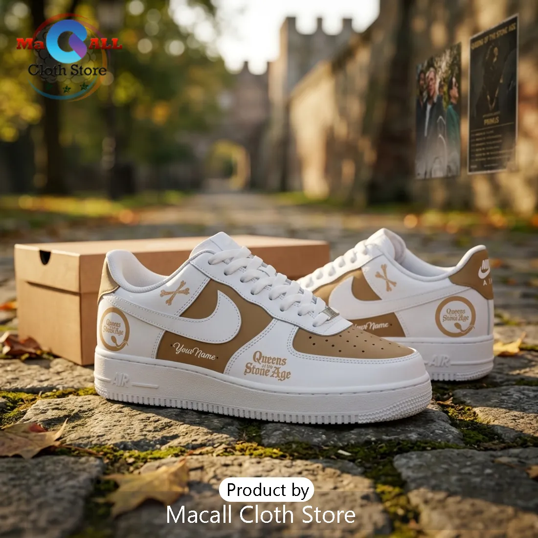 Queens of the Stone Age Desert Nights Tan Air Force 1 Sneakers Queens of the Stone Age Desert Nights Tan Air Force 1 Sneakers