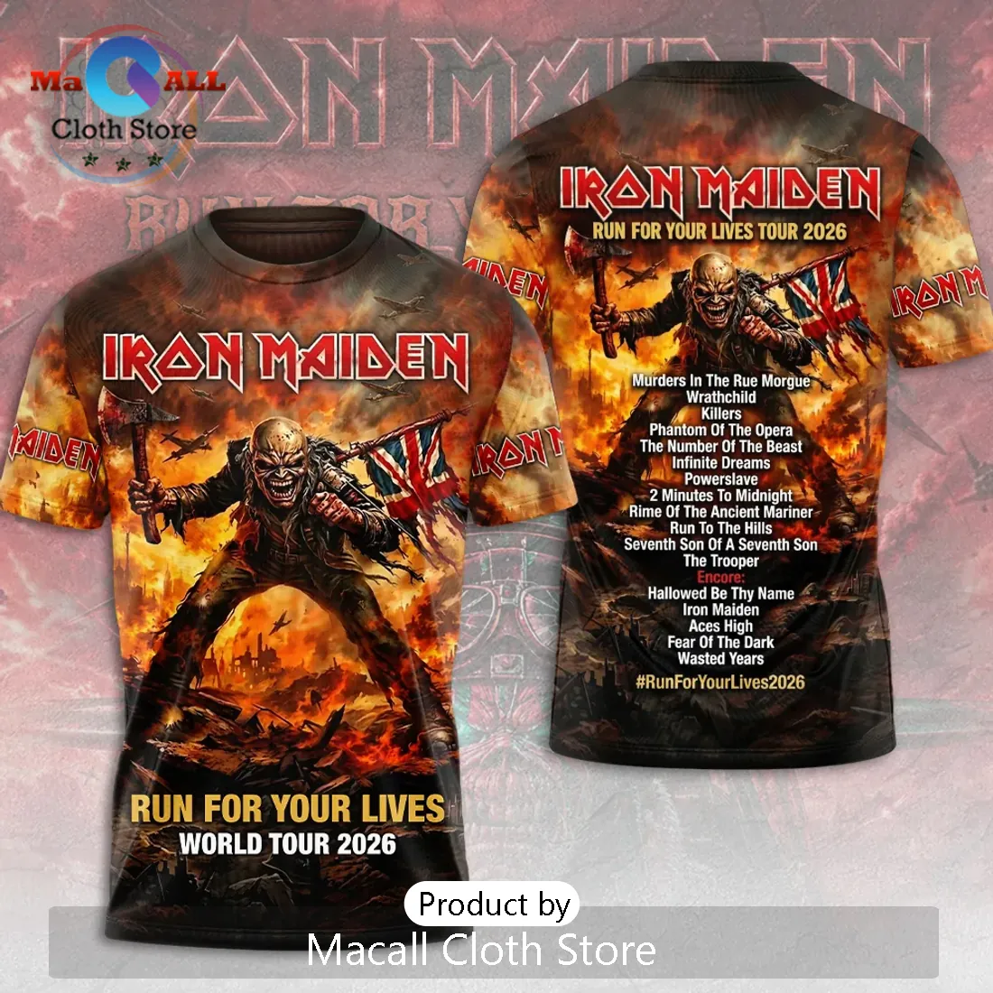 Run For Your Lives 2026 Tour Iron Maiden T-Shirt Run For Your Lives 2026 Tour Iron Maiden T-Shirt