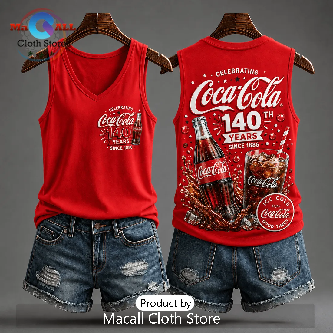 Coca Cola 140th Anniversary V-Neck Tank Top Coca Cola 140th Anniversary V-Neck Tank Top