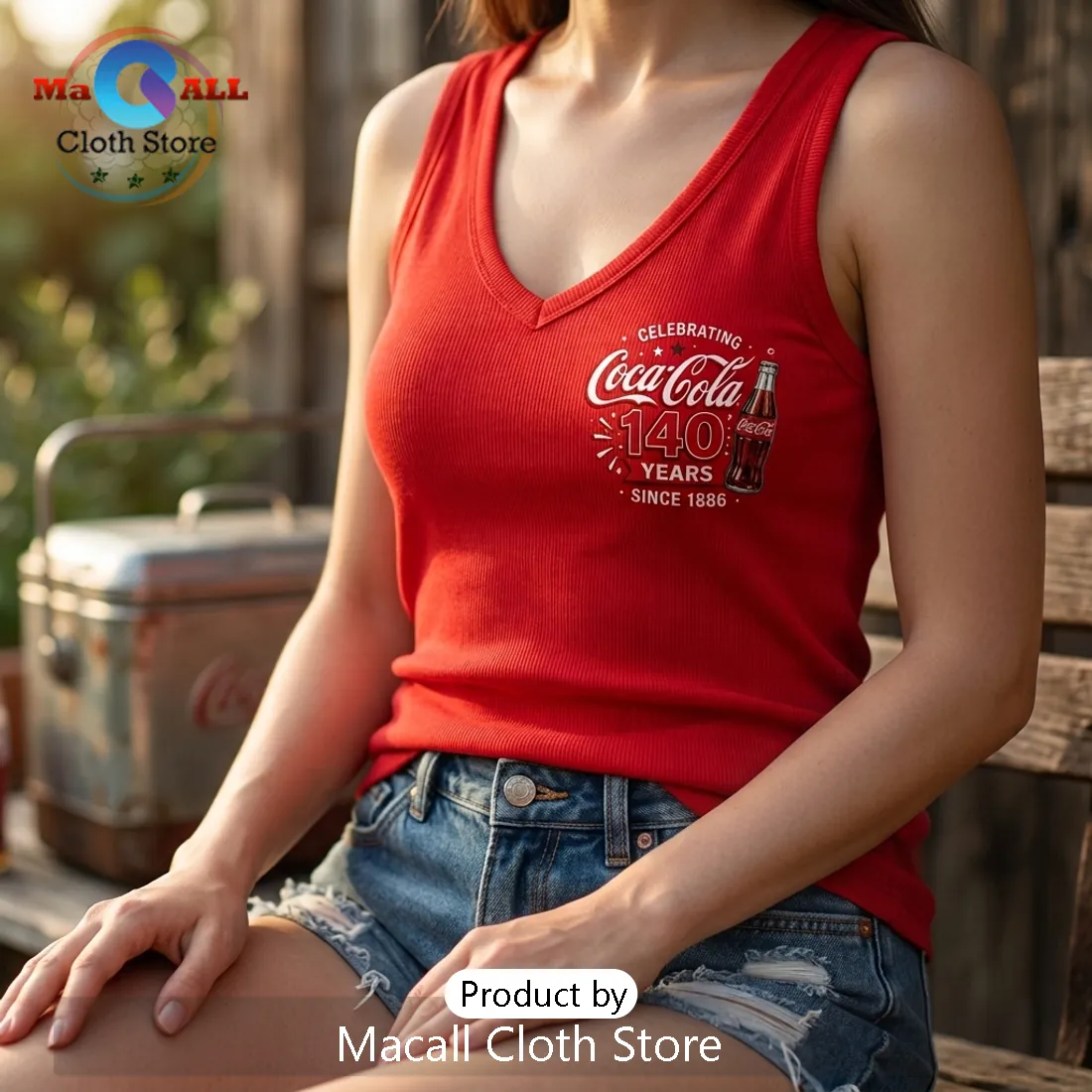 Coca Cola 140th Anniversary V-Neck Tank Top Coca Cola 140th Anniversary V-Neck Tank Top