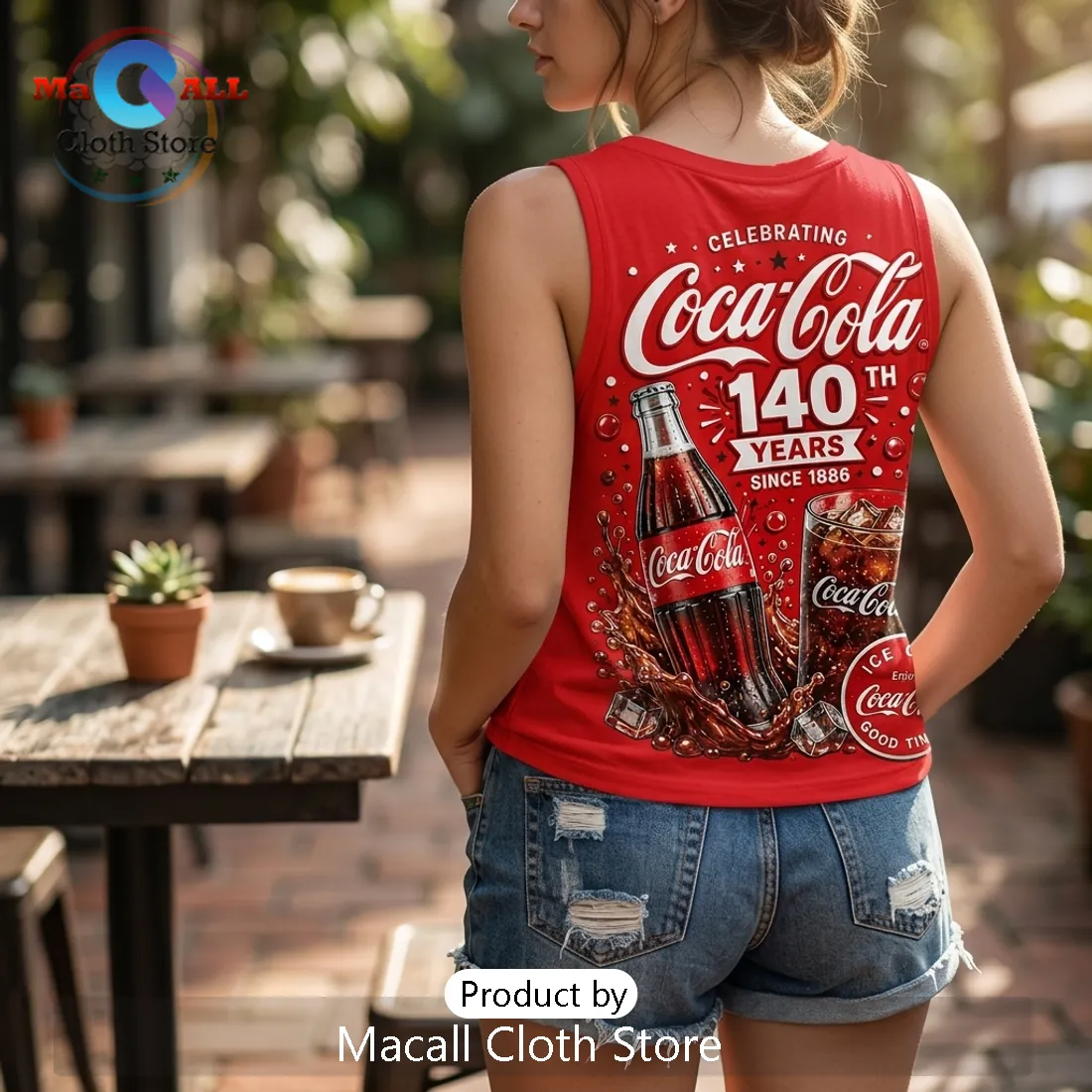 Coca Cola 140th Anniversary V-Neck Tank Top Coca Cola 140th Anniversary V-Neck Tank Top