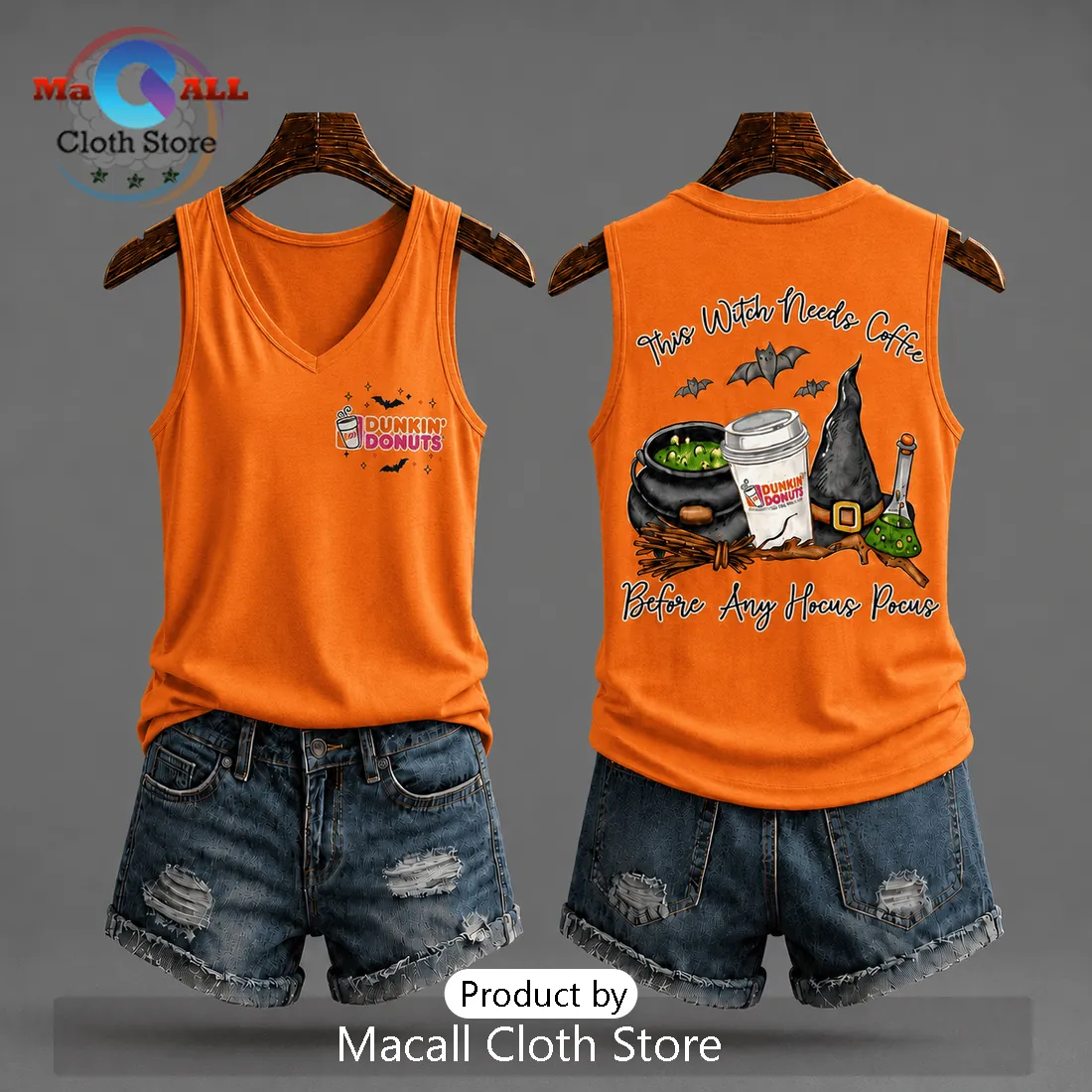 Dunkin Donuts Halloween Witch V-Neck Tank Top Dunkin Donuts Halloween Witch V-Neck Tank Top