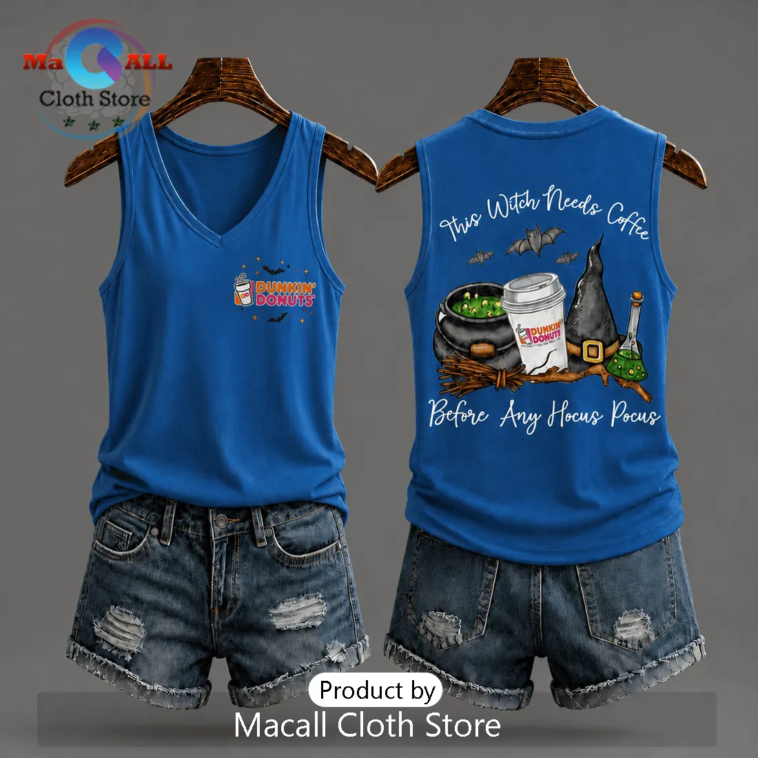 Dunkin Donuts Halloween Witch V-Neck Tank Top Dunkin Donuts Halloween Witch V-Neck Tank Top