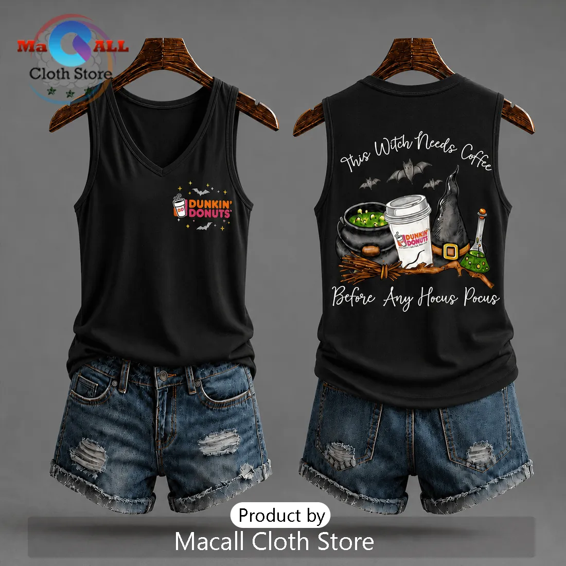 Dunkin Donuts Halloween Witch V-Neck Tank Top Dunkin Donuts Halloween Witch V-Neck Tank Top
