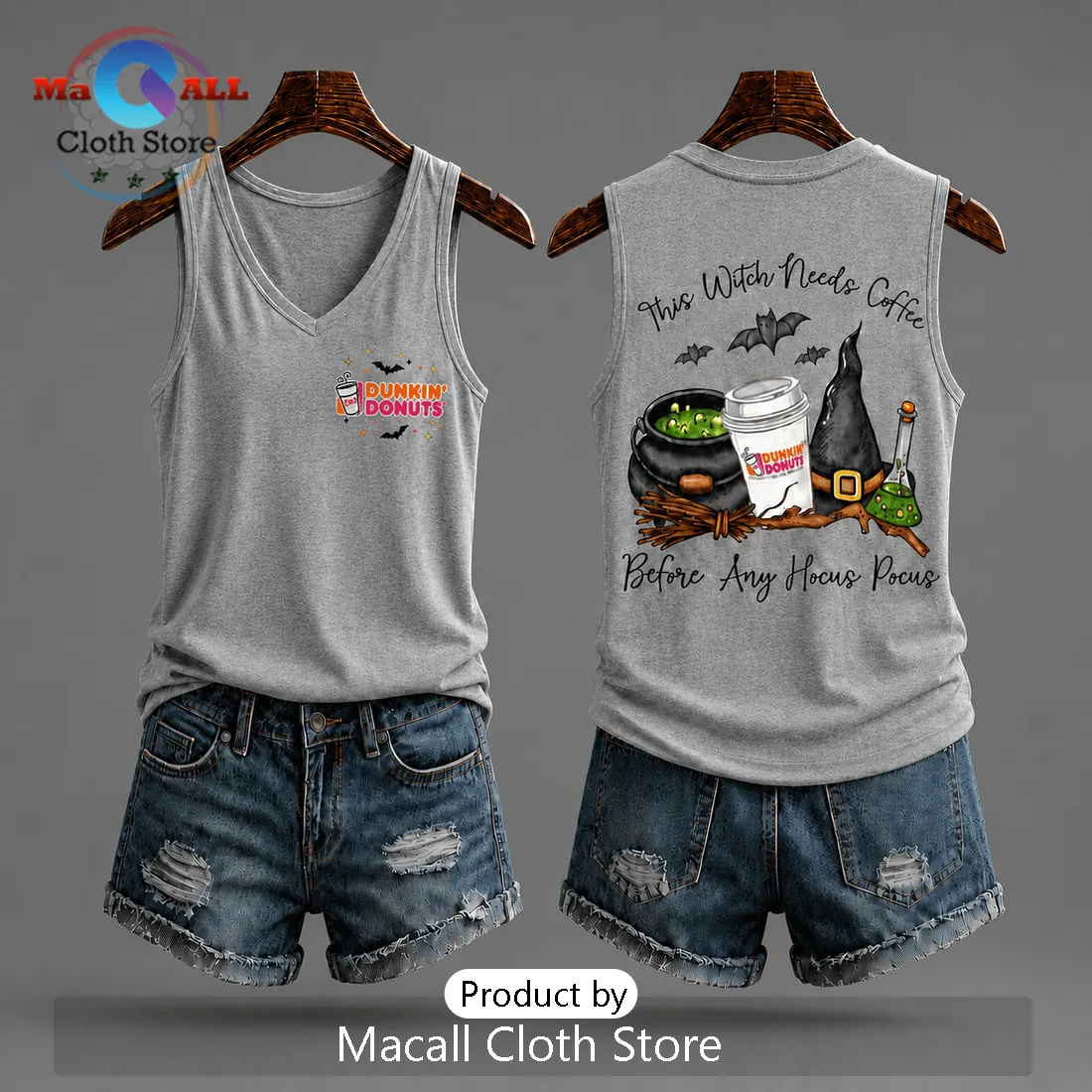 Dunkin Donuts Halloween Witch V-Neck Tank Top Dunkin Donuts Halloween Witch V-Neck Tank Top