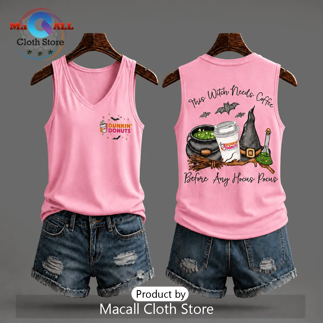 Dunkin Donuts Halloween Witch V-Neck Tank Top Dunkin Donuts Halloween Witch V-Neck Tank Top